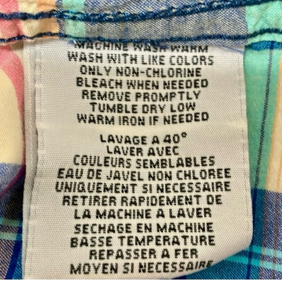 Ralph Lauren RL boyfriend button down cotton shirt, plaid, blue & yellow, S - Picture 8 of 8